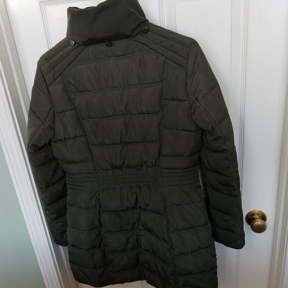 NAUTICA Long Dark Green Puffer Jacketw/detachable faux fur trimmed hood - size S - Picture 6 of 8